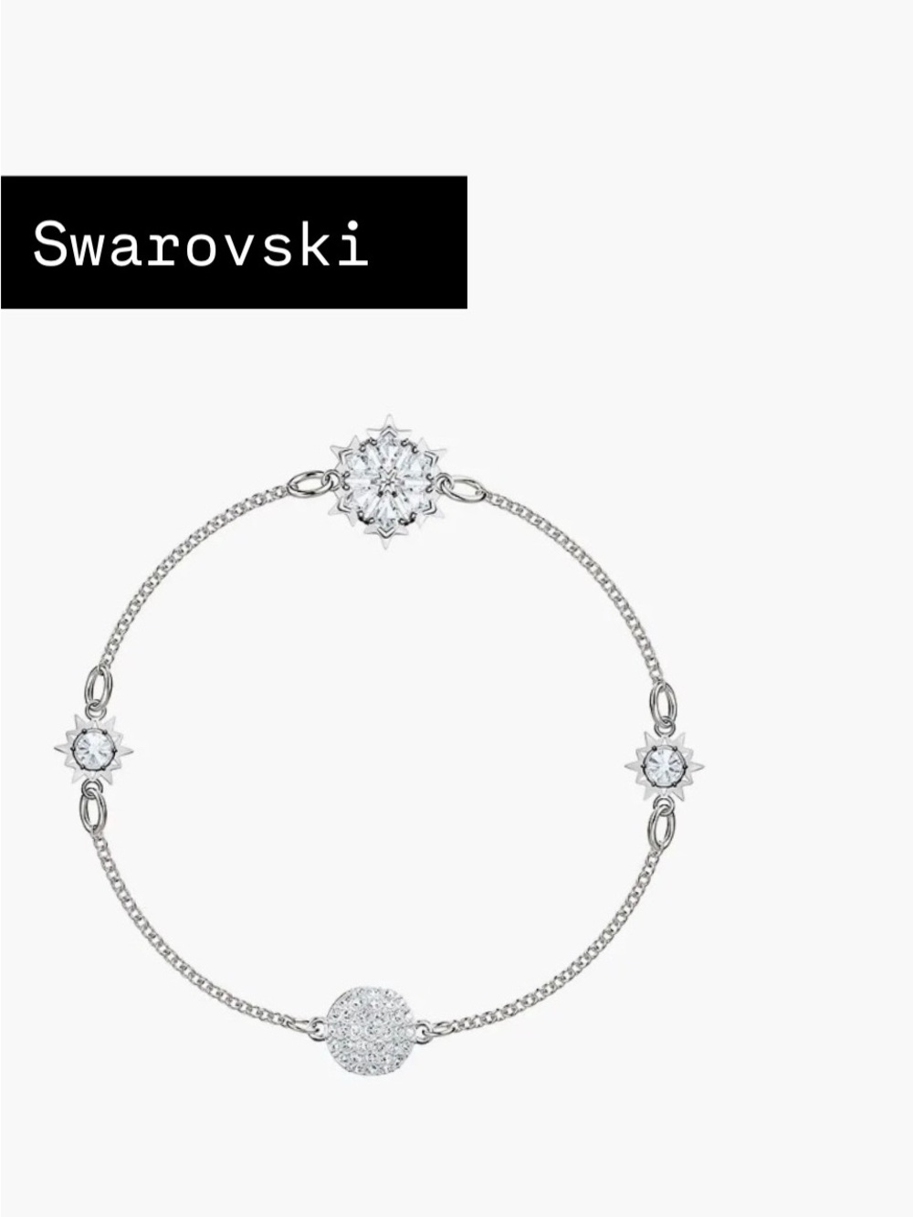 Swarovski Remix Collection Snowflake Strand, White, Silver Tone NIB